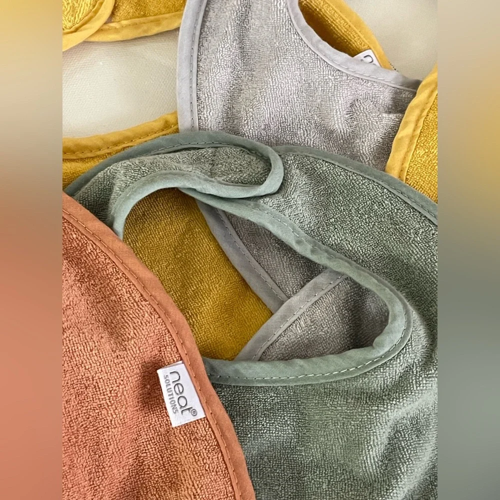 Baby Bibs by NEAT SOLUTIONS Set of 8 Mustard, Sage, Rust, Gray